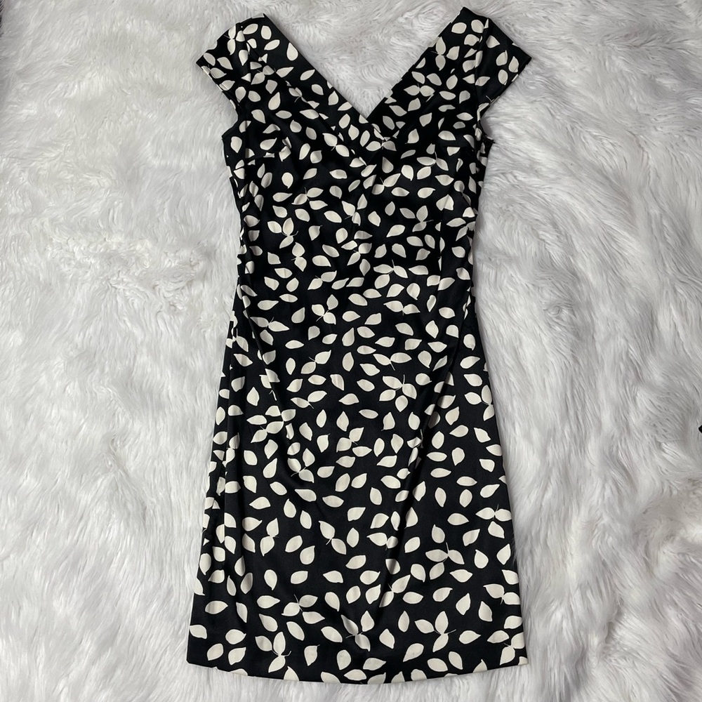 NWOT AA Studio AA Black/Cream Leaf Petal Mini Dress